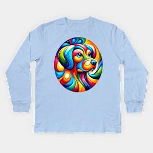 Vibrant Abstract Canine Art Kids Long Sleeve T-Shirt